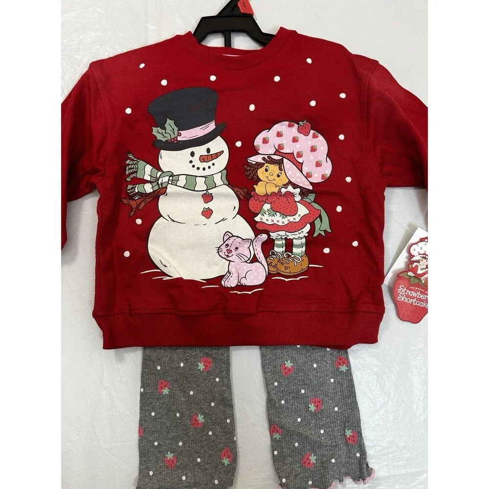 Girls Strawberry Shortcake Christmas Sweatshirt Legging Size 2T